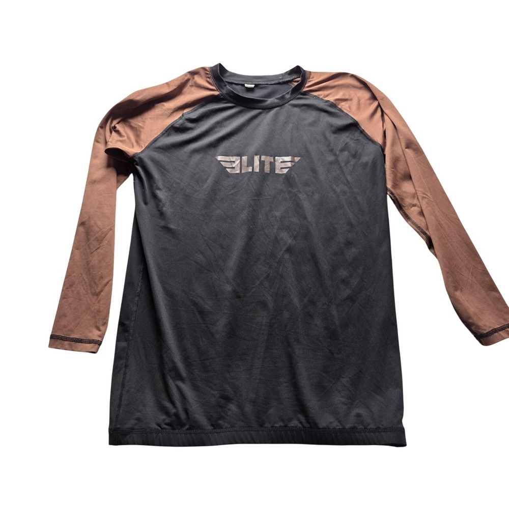 Elite Performance Tee Mens 3XL Black Brown Raglan Long Sleeve Shirt ETR565BR-3XL